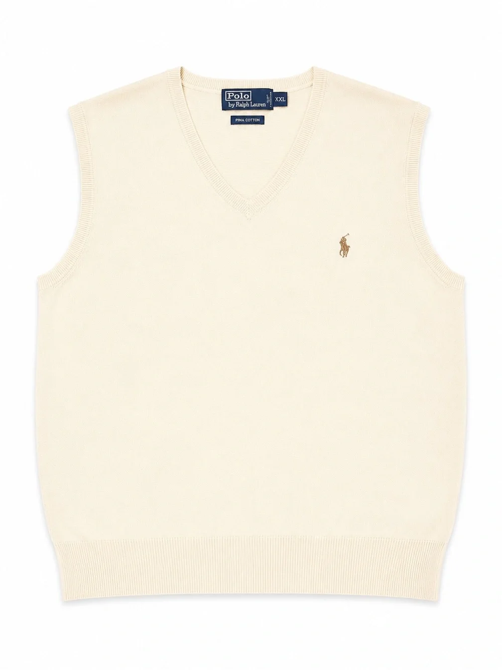 Polo Ralph Lauren Ivory Pima Cotton Sweater Vest XXL Preppy Quiet Luxury